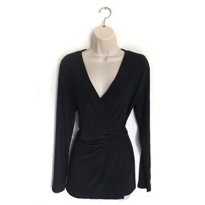 Catherine Malandrino Black Wrap Blouse